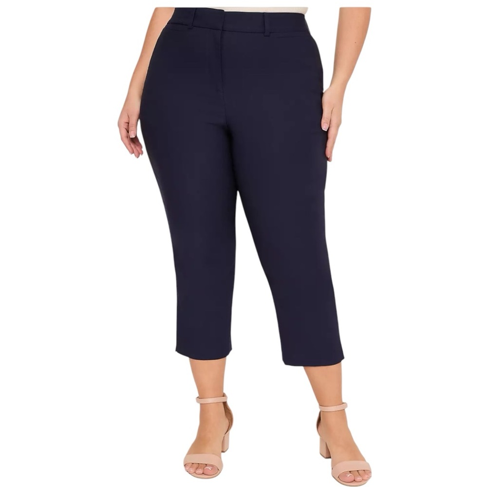 Lane Bryant The 4-Season Navy Stretch Mid Rise Capri Plus Size 24 New